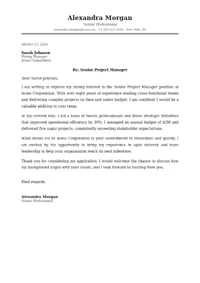 Academic Cover Letter Template