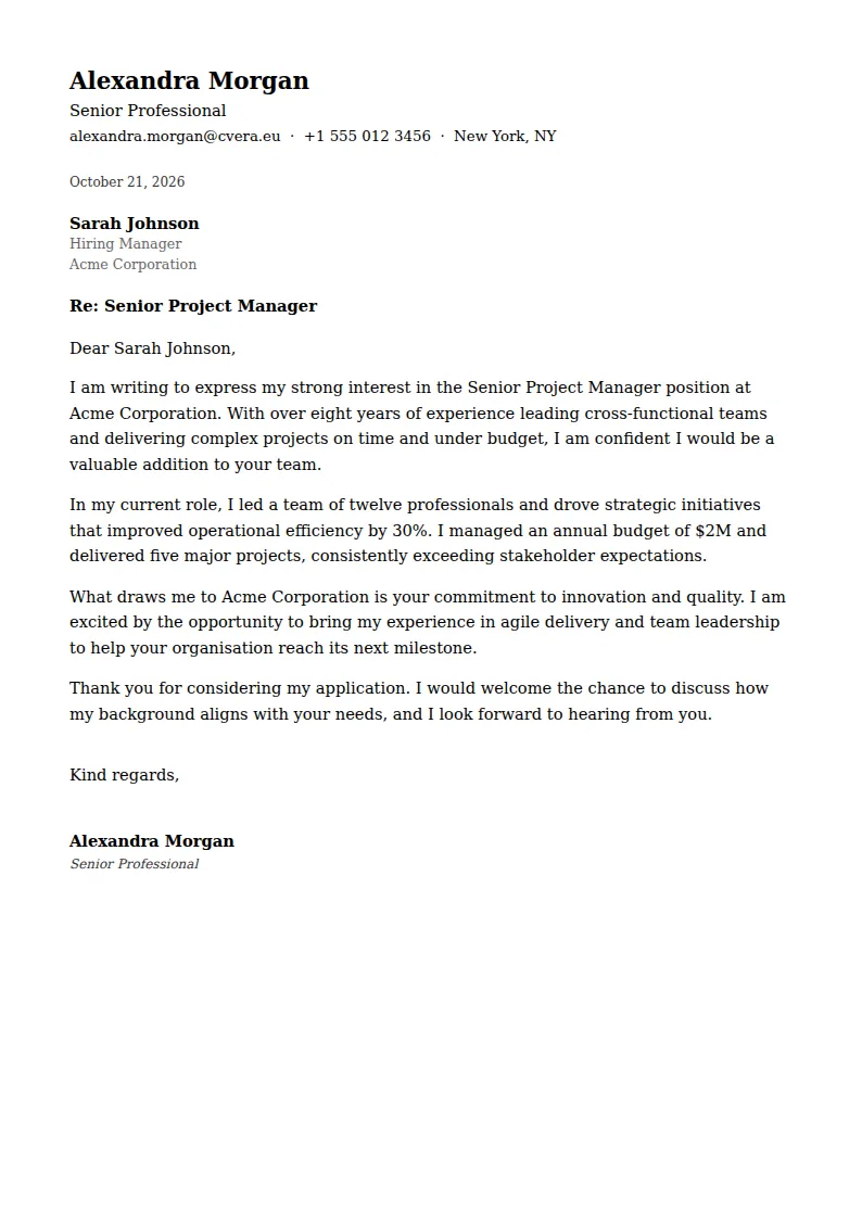 ATS Classic Cover Letter Template