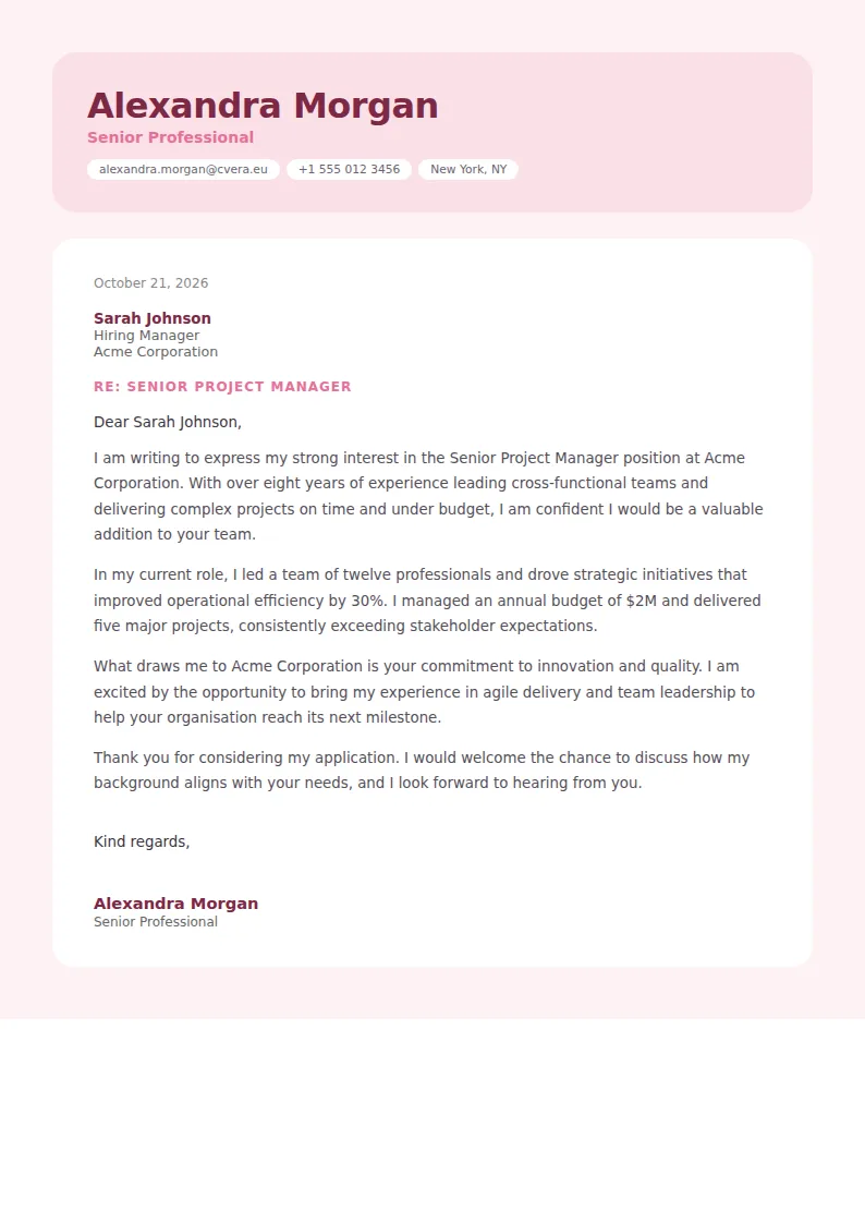 Bloom Cover Letter Template