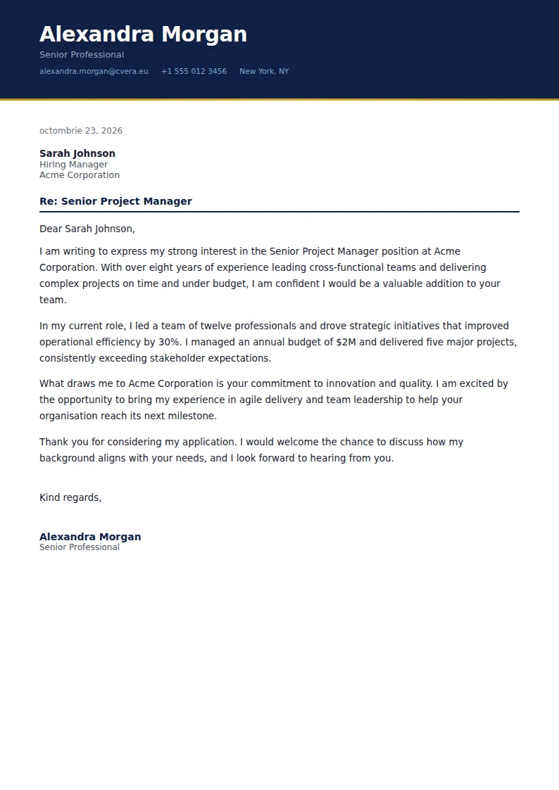 Corporate Cover Letter Template