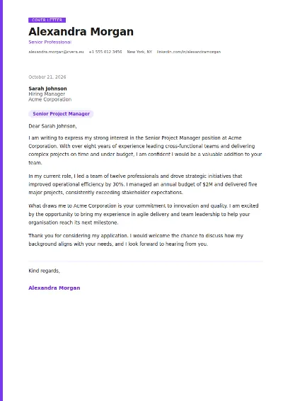 Creative Cover Letter Template