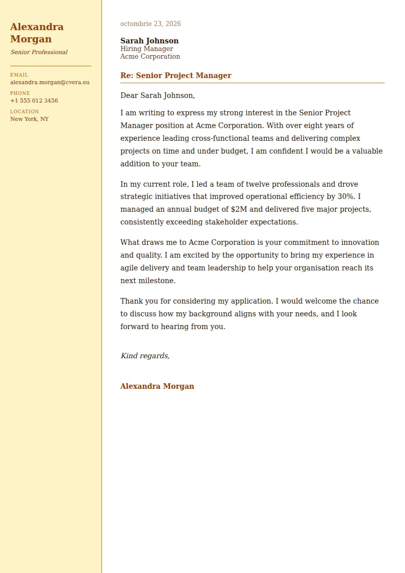 Elegant Cover Letter Template