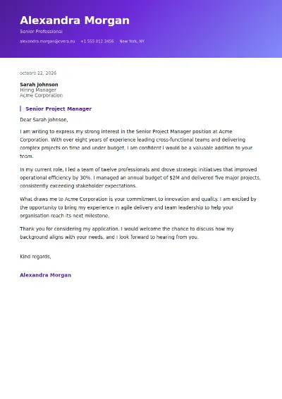 Gradient Cover Letter Template