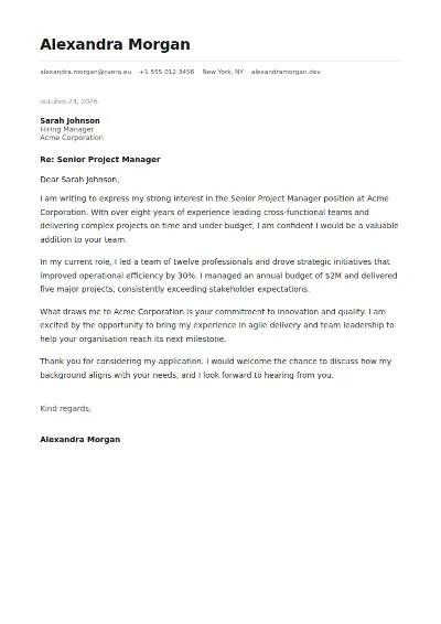 Minimal Cover Letter Template