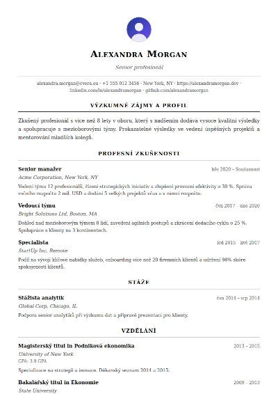 Šablona životopisu Academic
