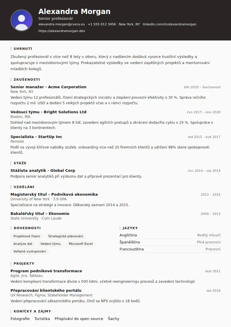 Šablona životopisu Architect