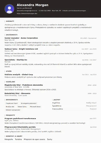 Šablona životopisu Architect