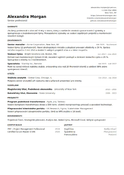 Šablona životopisu ATS Compact