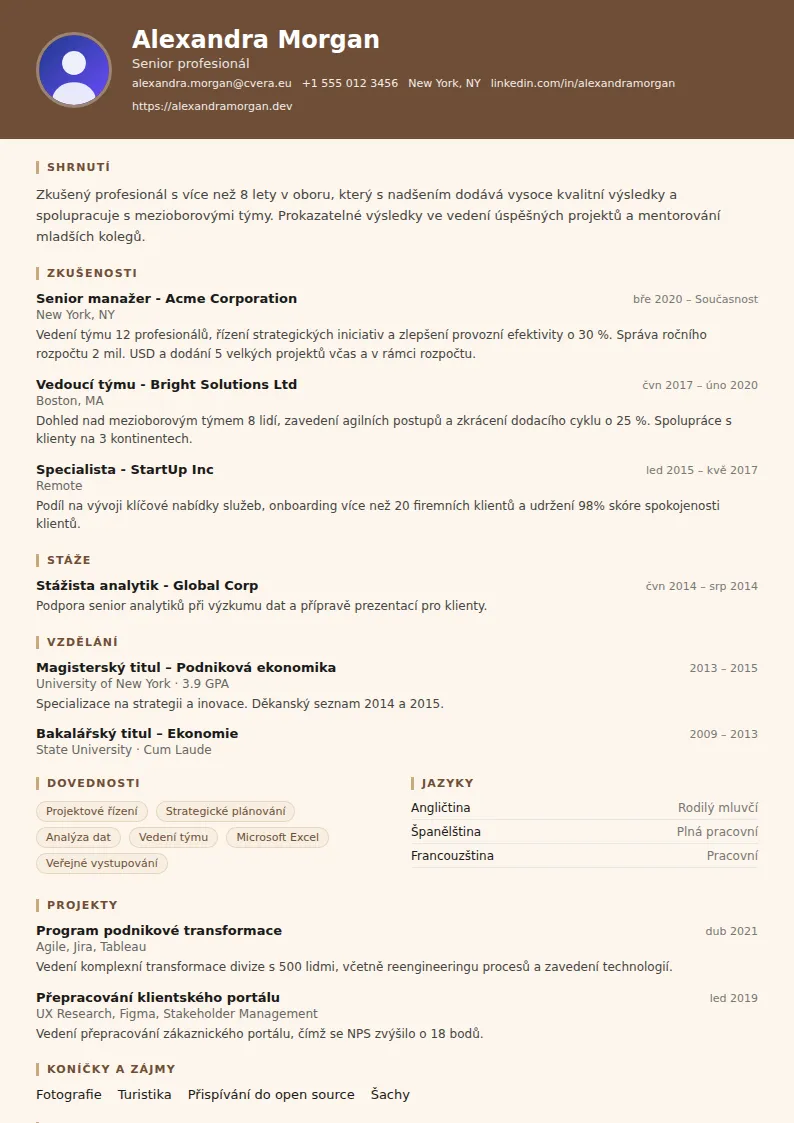 Šablona životopisu Barista