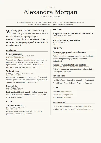 Šablona životopisu Broadsheet