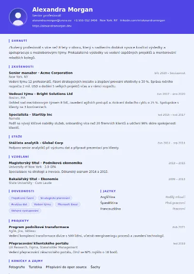 Šablona životopisu Data Scientist