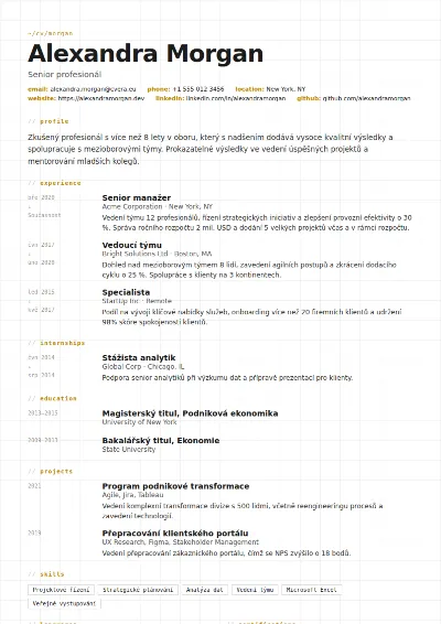 Šablona životopisu Gridline