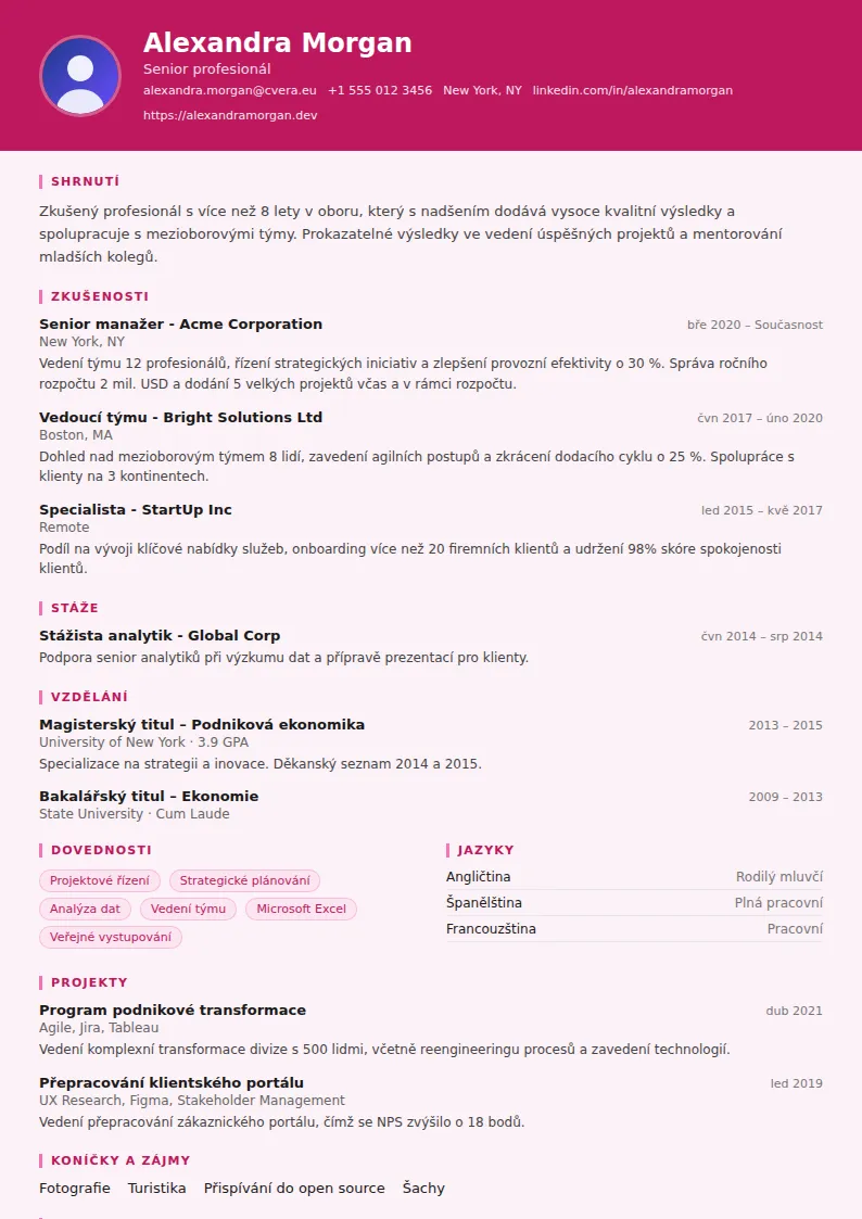 Šablona životopisu HR Manager