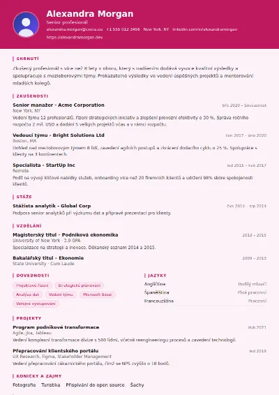 Šablona životopisu HR Manager