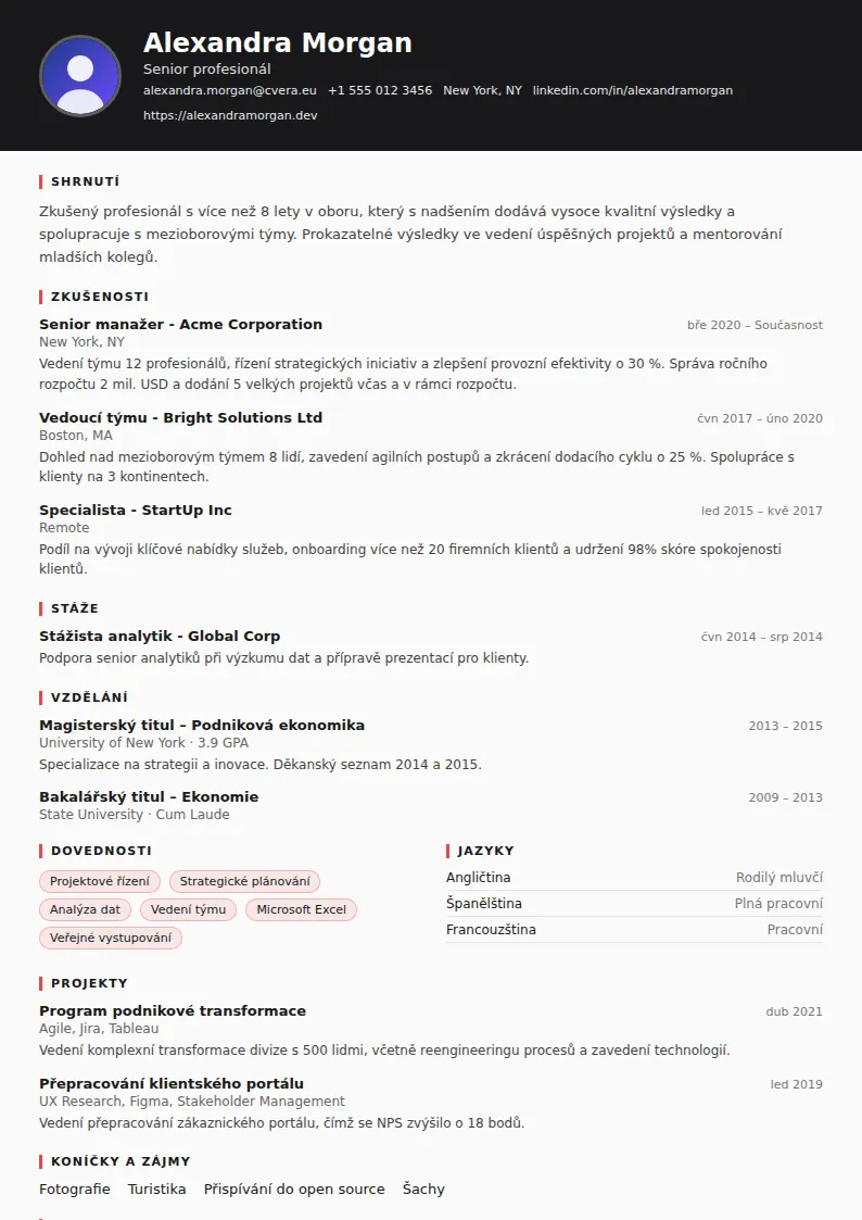 Šablona životopisu Journalist