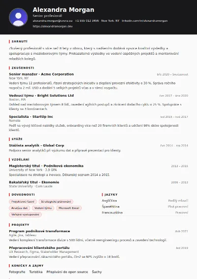 Šablona životopisu Journalist