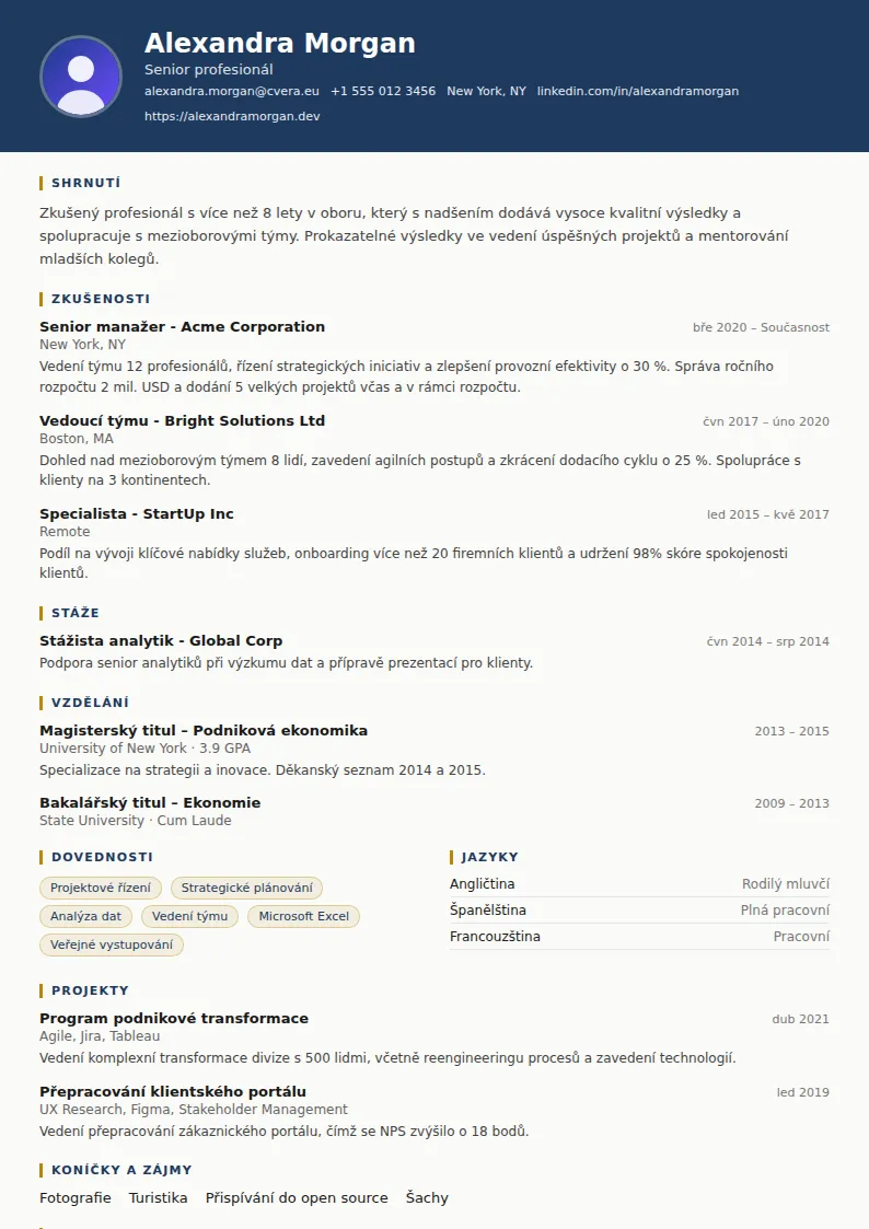 Šablona životopisu Legal