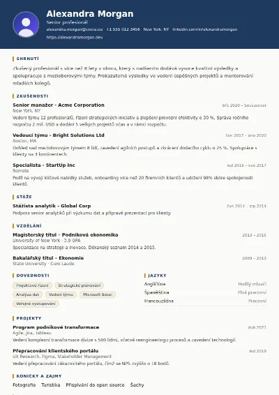 Šablona životopisu Legal