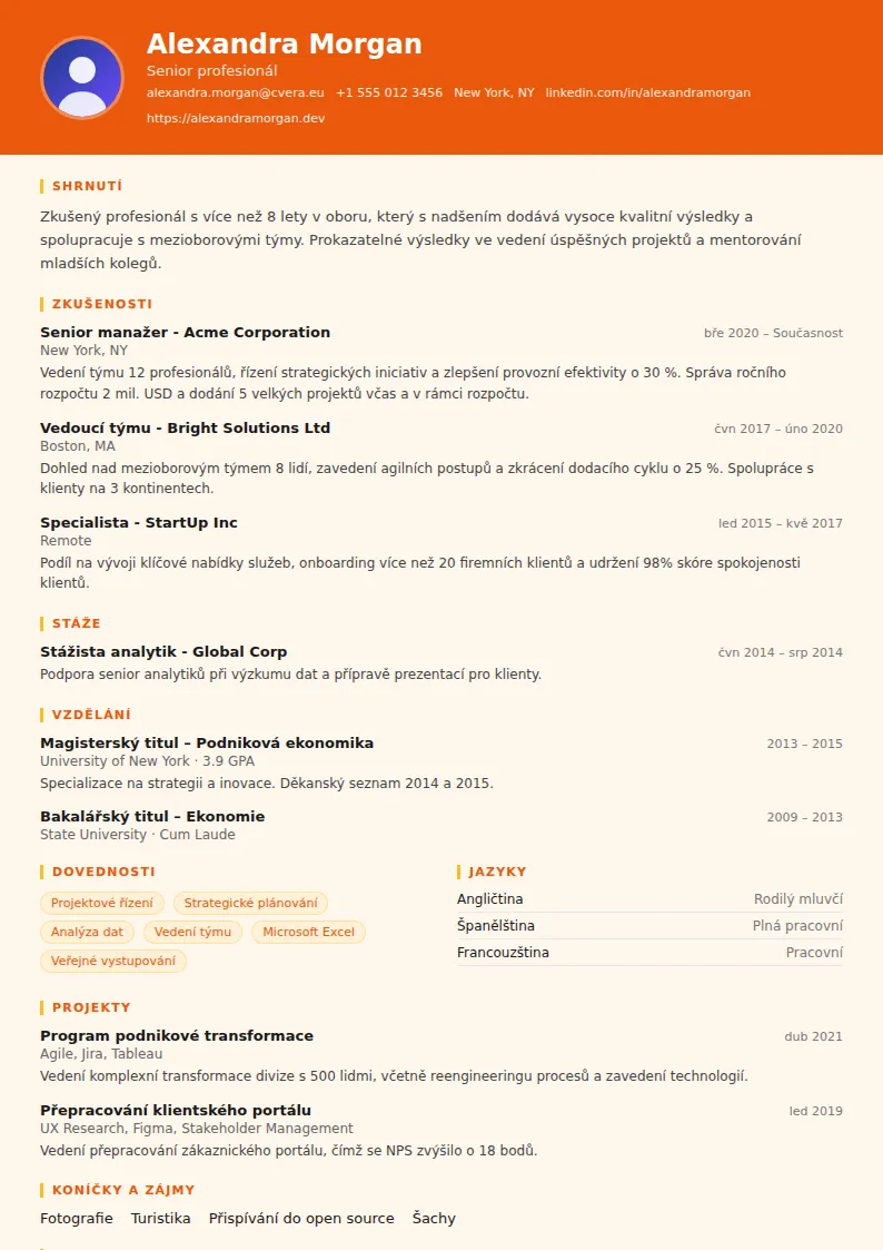 Šablona životopisu Marketing