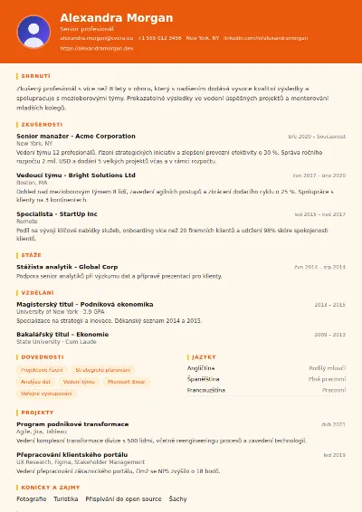 Šablona životopisu Marketing