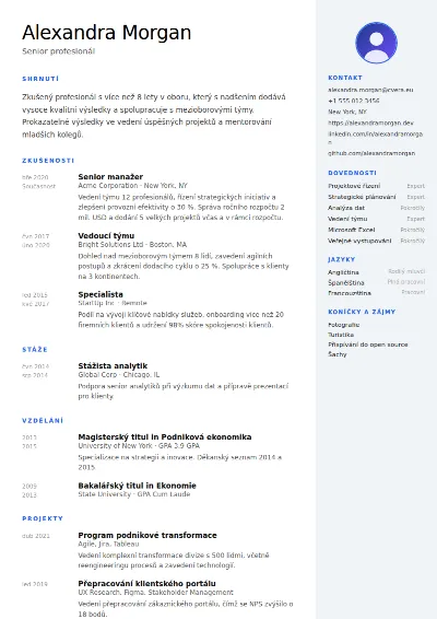 Šablona životopisu Nordic