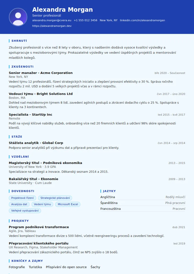 Šablona životopisu Plumber