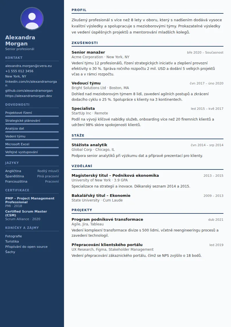 Šablona životopisu Police