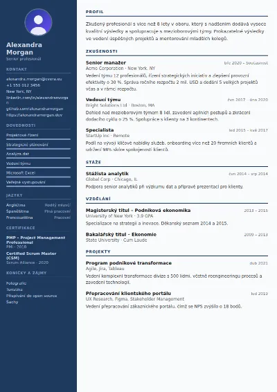 Šablona životopisu Police