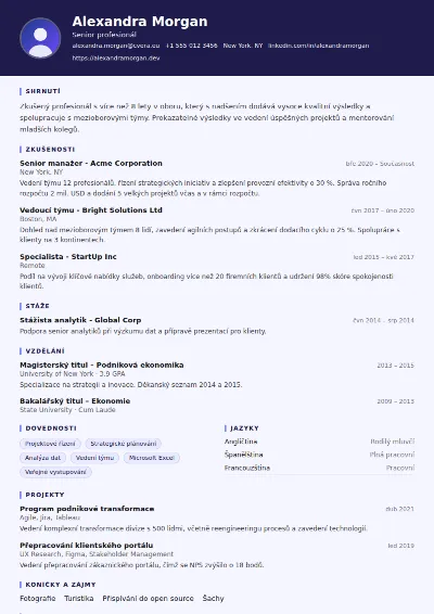 Šablona životopisu Professor