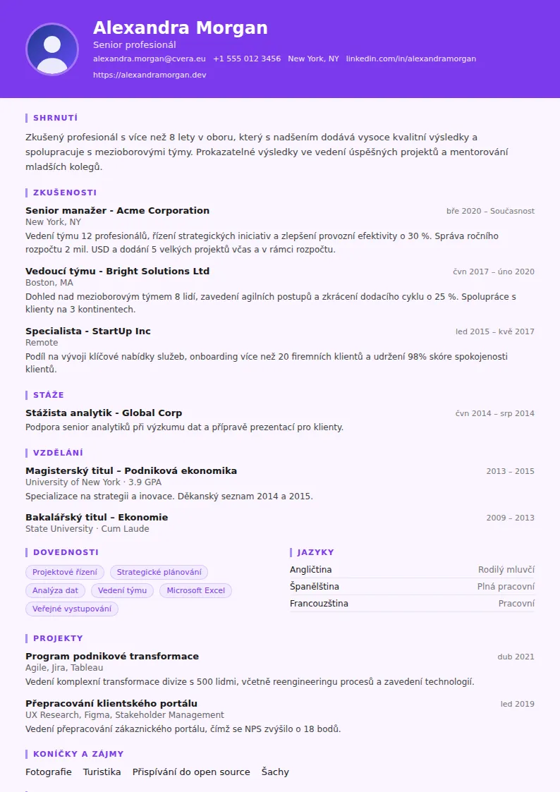 Šablona životopisu Psychologist