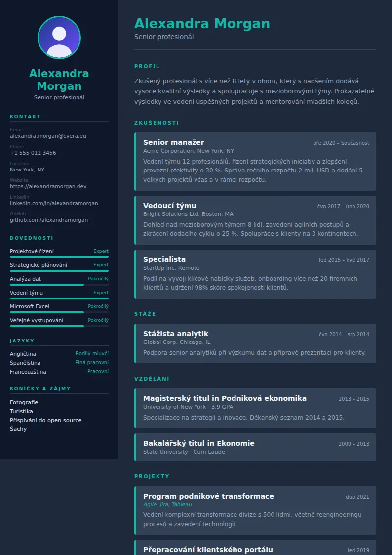 Šablona životopisu Slate