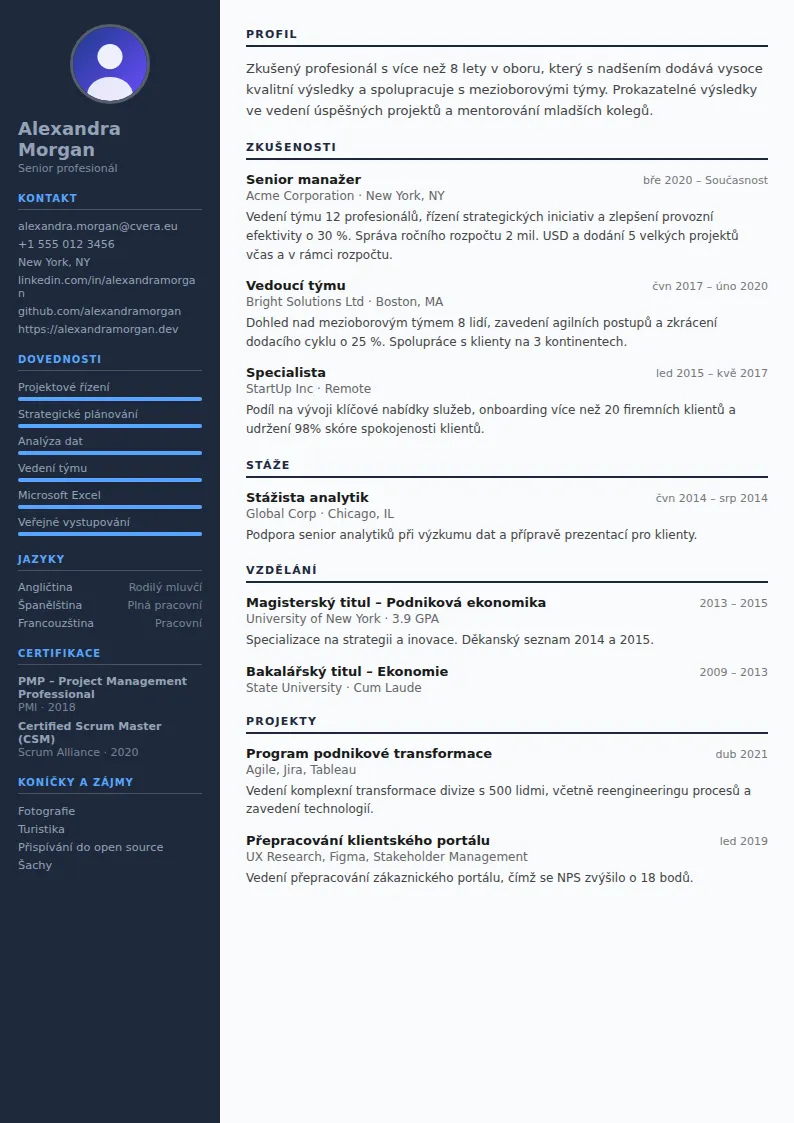 Šablona životopisu Software Engineer