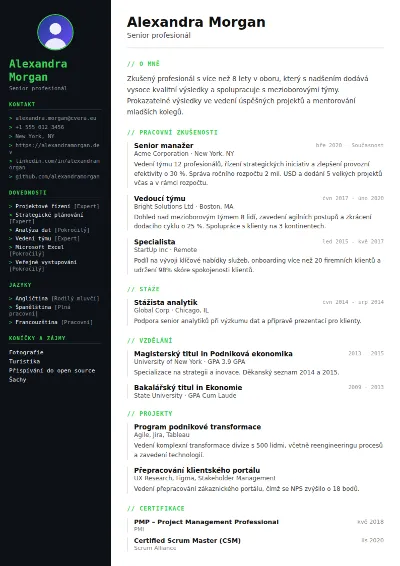 Šablona životopisu Tech