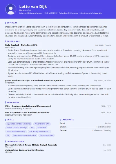 Data Analyst CV Example