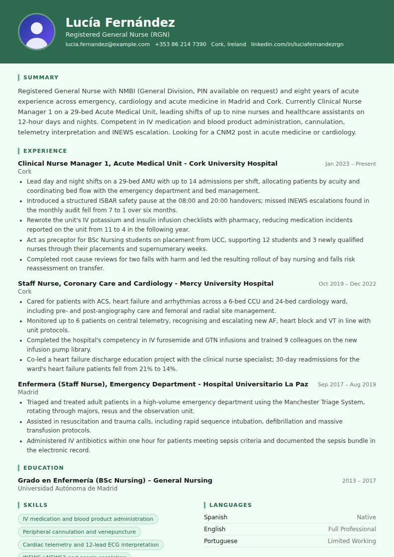 Nurse CV Example