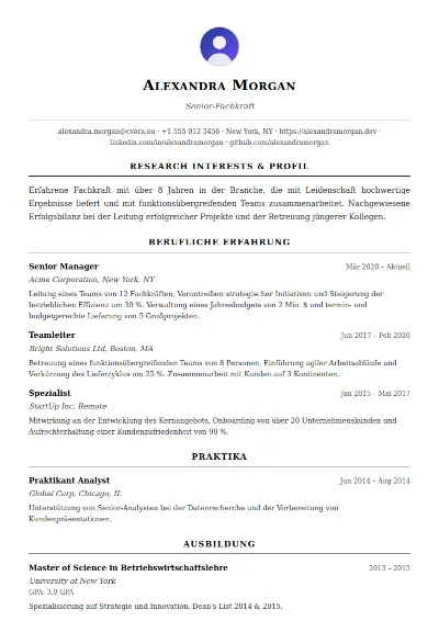 Lebenslauf-Vorlage Academic