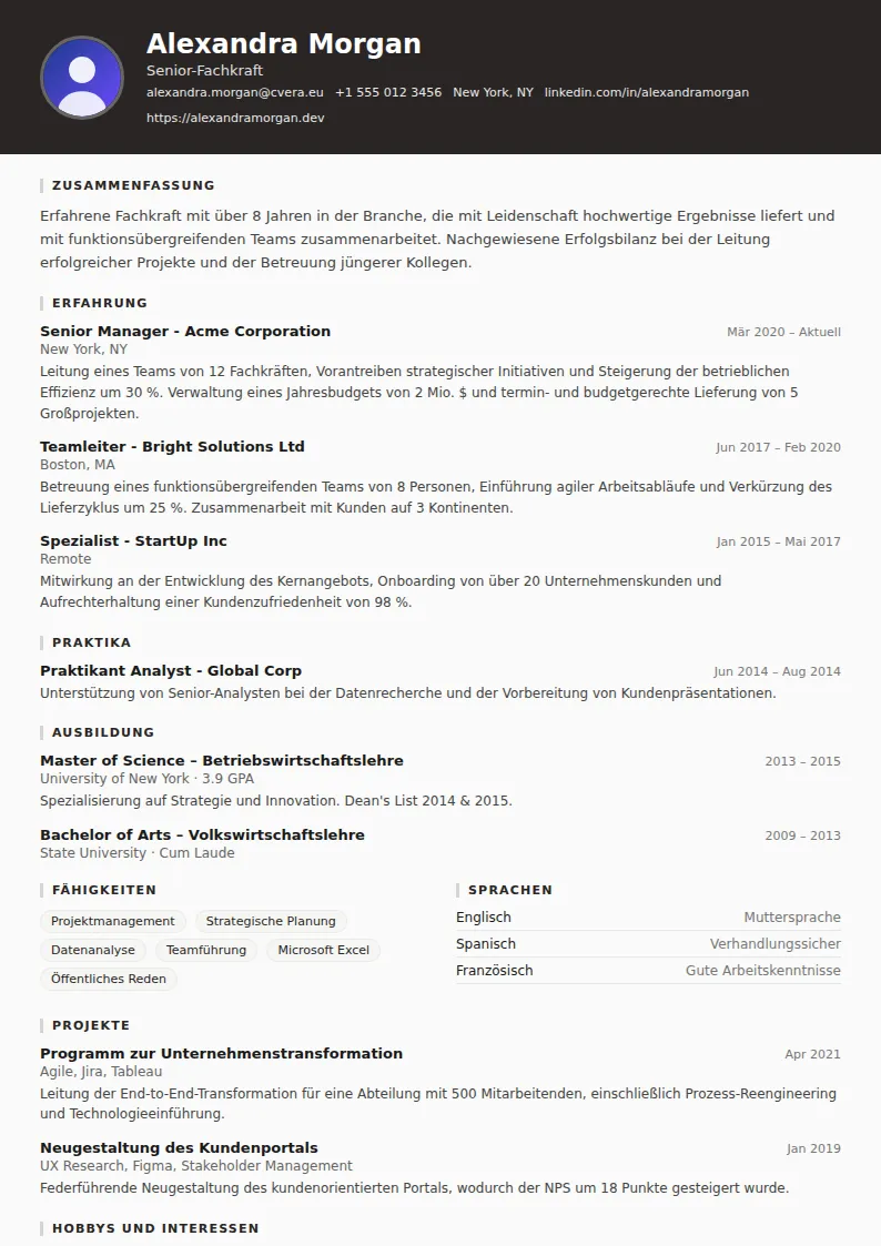 Lebenslauf-Vorlage Architect