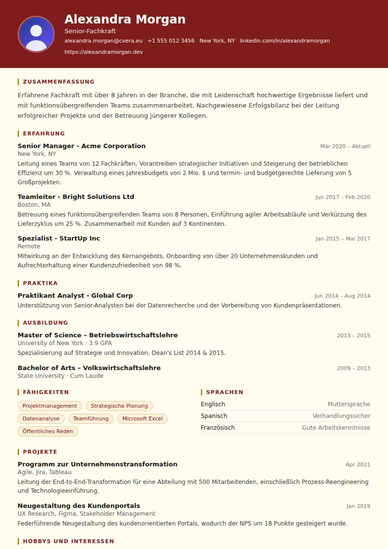 Lebenslauf-Vorlage Attorney