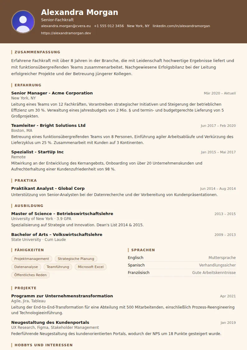 Lebenslauf-Vorlage Barista