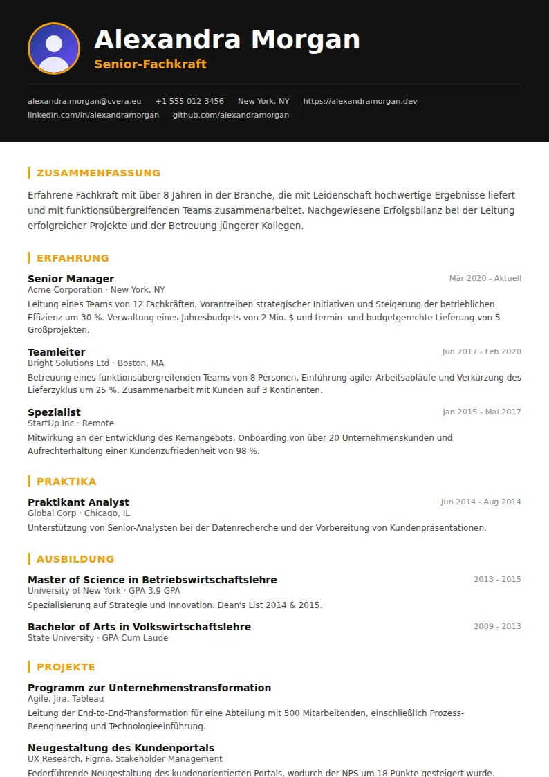 Lebenslauf-Vorlage Bold