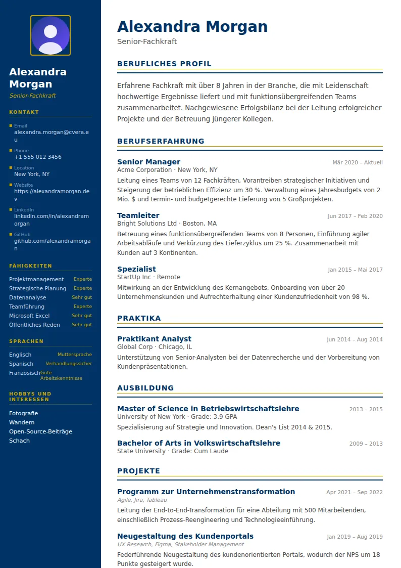 Lebenslauf-Vorlage Corporate
