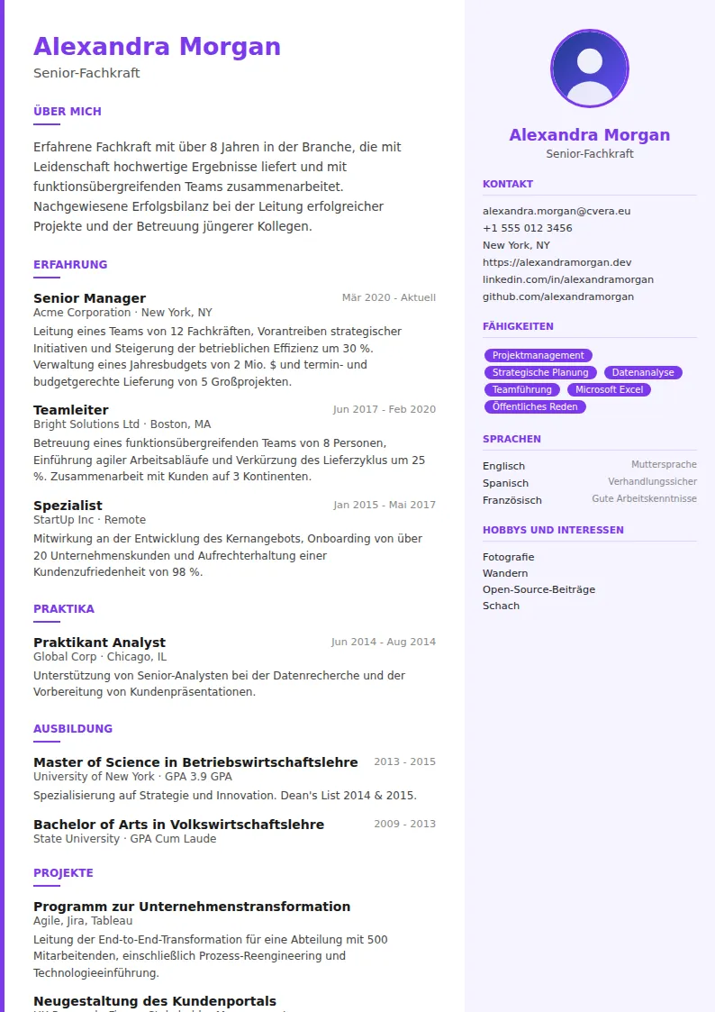 Lebenslauf-Vorlage Creative