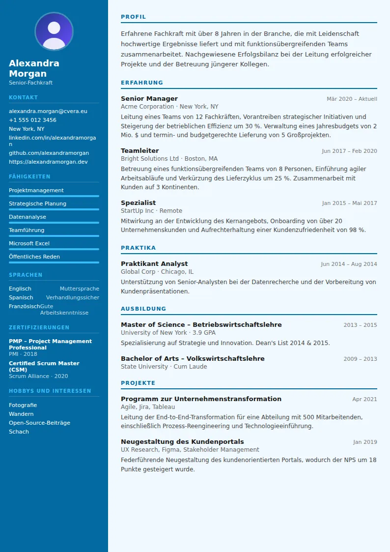 Lebenslauf-Vorlage Dentist