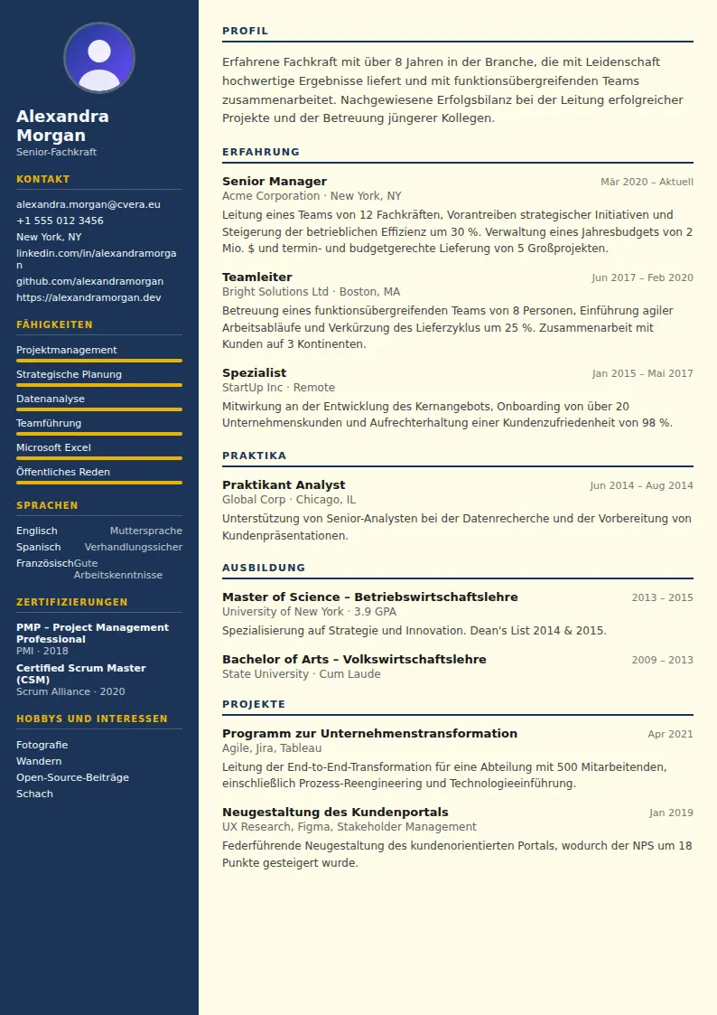 Lebenslauf-Vorlage Electrician