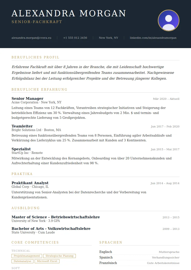 Lebenslauf-Vorlage Executive