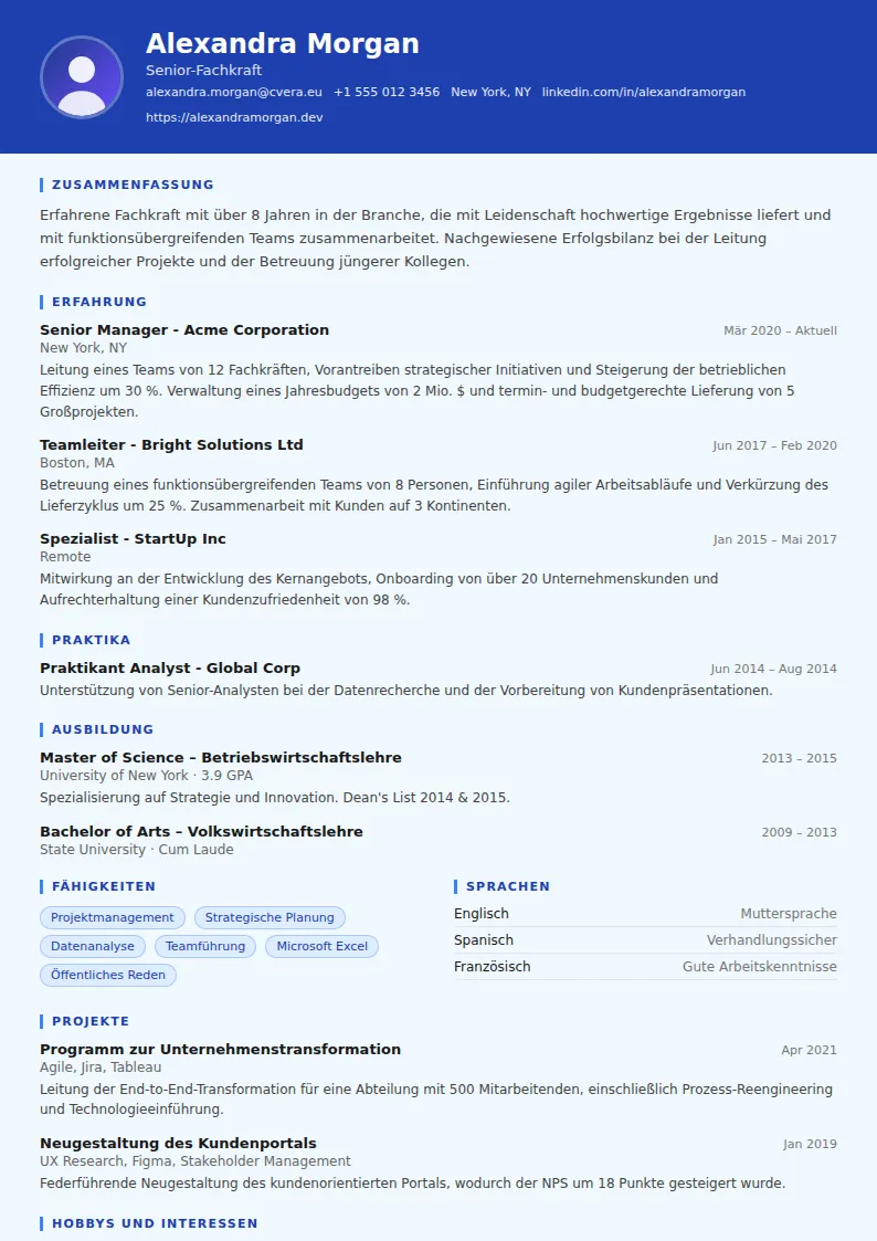 Lebenslauf-Vorlage Financial Analyst