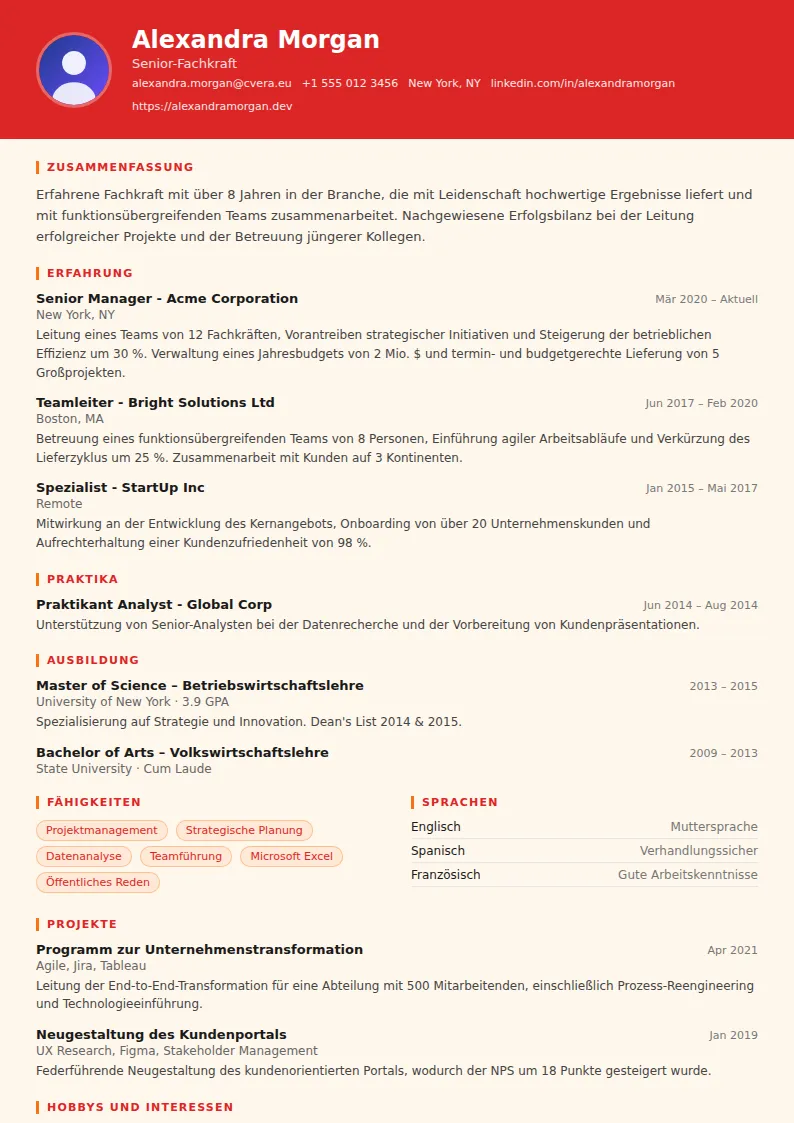 Lebenslauf-Vorlage Firefighter