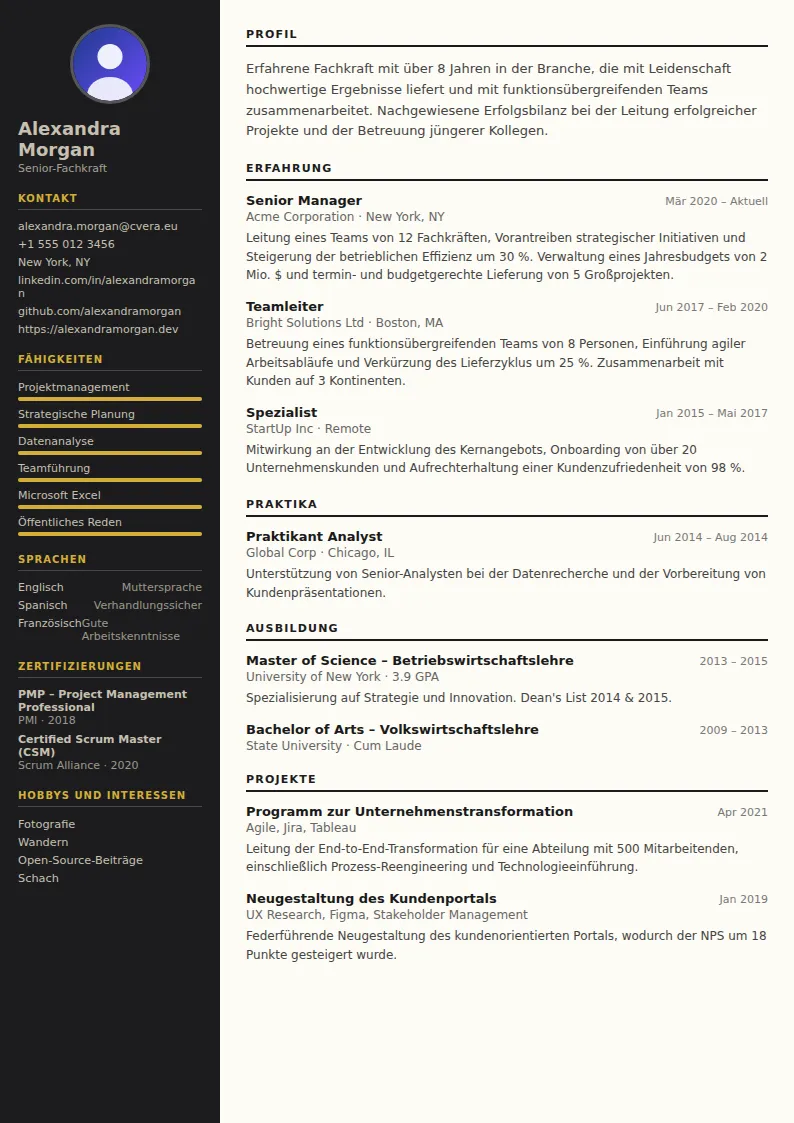 Lebenslauf-Vorlage Hotel Manager