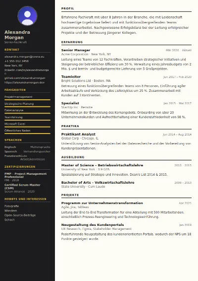 Lebenslauf-Vorlage Hotel Manager