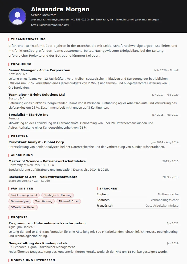 Lebenslauf-Vorlage Journalist